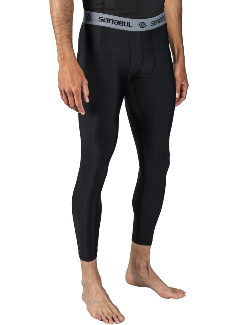 Sanabul  Essential Mens Compression Pants Workout Jiu Jitsu Leggings | Athletic Tights For Men | Running Tights, Sports Gym Leggings | Men'S Sports Compression Pants & Tights | Medium, Black - Image 2