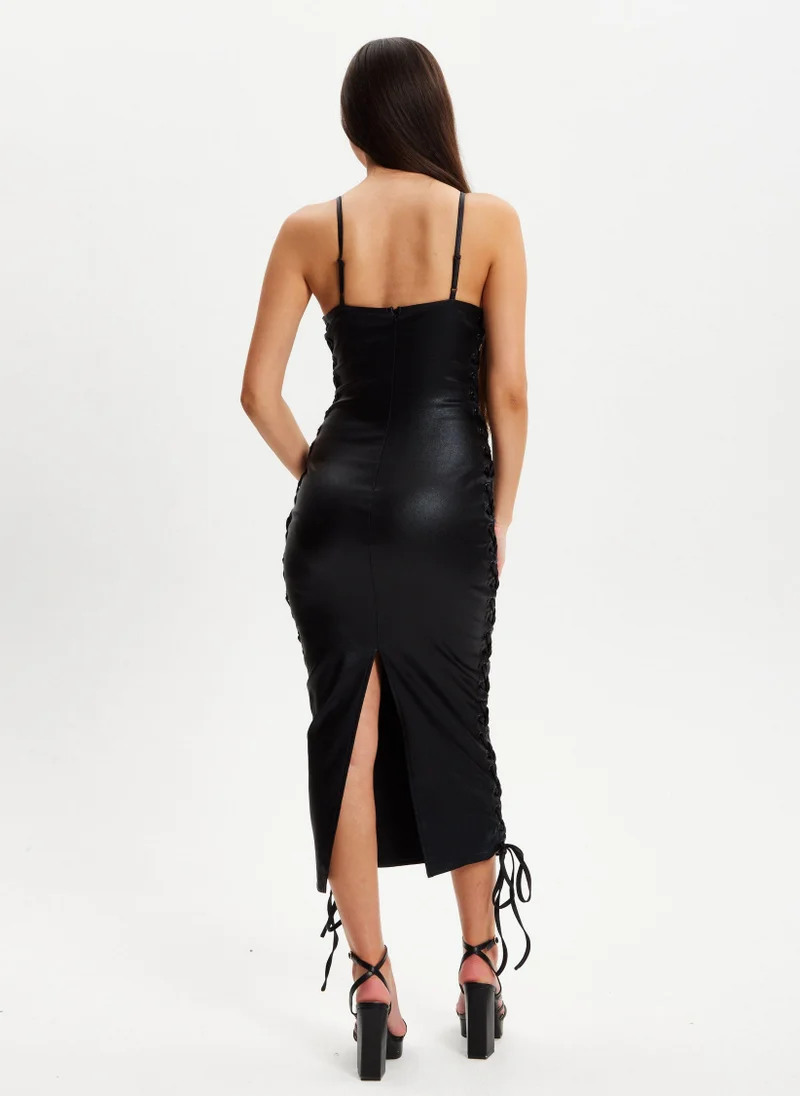 Liquorish  Mettallic Lycra Eyelet Dress for Women | Best Price UAE