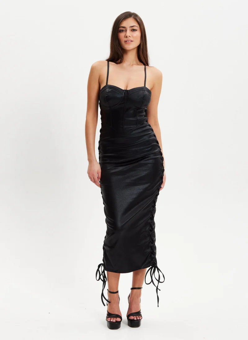 Liquorish Mettallic Lycra Eyelet Dress