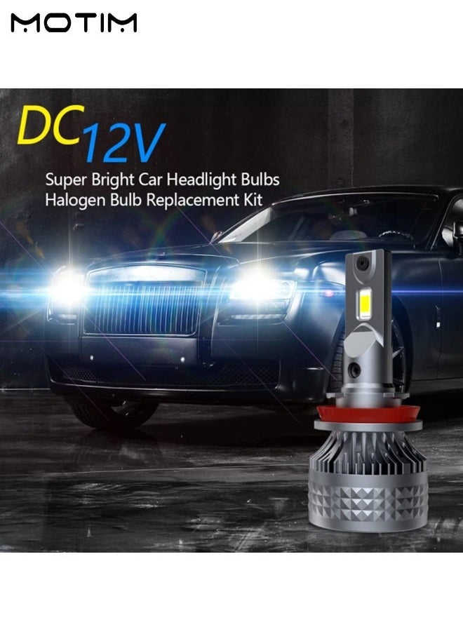 2Pcs H8 H9 H11 LED Headlight Bulbs, 6000K Super Bright LED Bulb, High Low Beam Halogen Replacement LED Headlights Conversion Kit, IP67 Waterproof