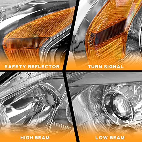 WEELMOTO Halogen Headlights for 2013-2015 Altima 4Dr Sedan Headlight Assembly Pair Replacement for 13 14 15 Altima Chrome Housing Amber Reflector - Image 3