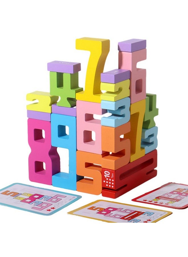 JYJ Wooden Stacking Building Blocks for 3+ Years Old Kids 1-10 Number Game Balance Competition Toy, Gift for Boys Girls - Image 1