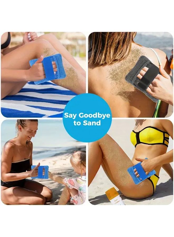 Blue Beach Coral Sand Removal Towel Lightweight Hand Washable Square Geometric - Image 4