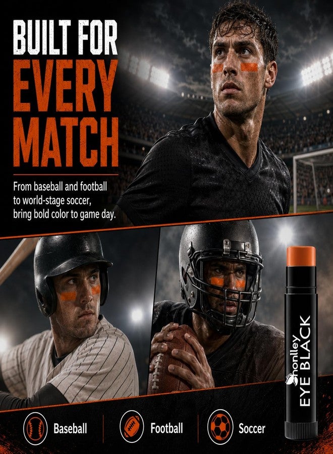 Honlley Dark Orange Eye Black Stick for Sport，Anti-Glare EyeBlack Baseball Football Softball Lacrosse Accessories, Waterproof Last All Game, High Pigmented，Smooth Application - Image 2