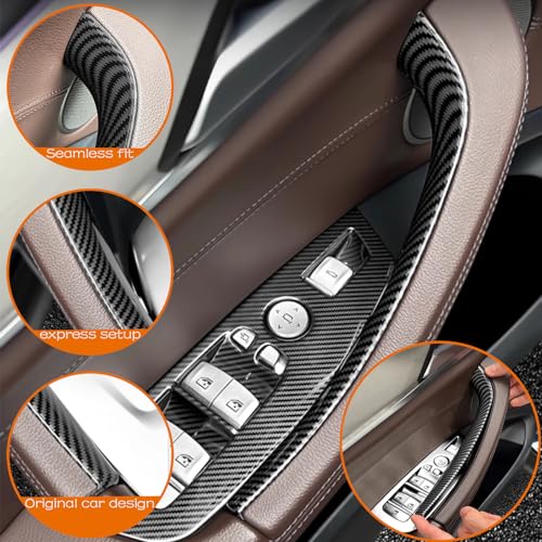 CHUANGHUI 4PCS Car Door Pull Cover Fit for BMW X3 G01 2018-2023, X4 G02 2019-2024 Interior Door Handle Protective Decorate Covers 20i 30i 30e (Carbon Fiber Color) - Image 3
