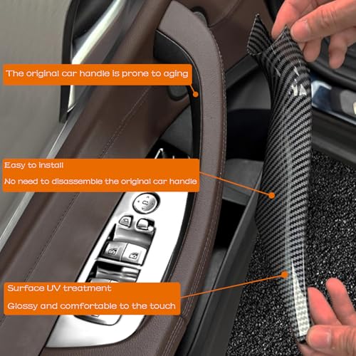CHUANGHUI 4PCS Car Door Pull Cover Fit for BMW X3 G01 2018-2023, X4 G02 2019-2024 Interior Door Handle Protective Decorate Covers 20i 30i 30e (Carbon Fiber Color) - Image 2