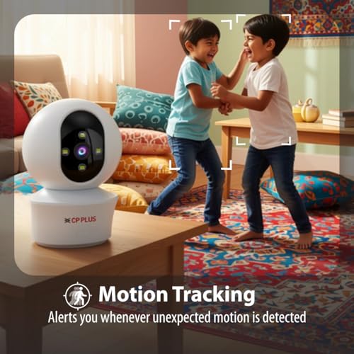 CP PLUS كاميرا مراقبة واي فاي ذكية 3MP من CP PLUS للمنزل مع دوران 360° وإمالة | عرض وتحدث | مجموعة الكشف الذكي | رؤية ليلية لمسافة 30 متر | تسجيل سحابي | تقنية CTC Cyber Secure | EZ-P34Q - Image 3