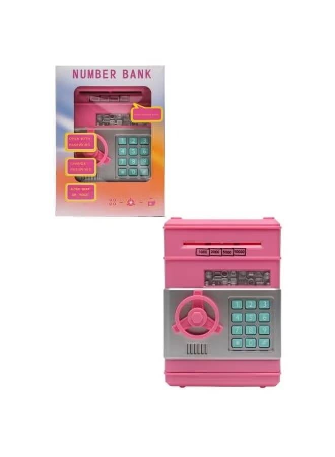 Children's ATM Saving Money Machine Toy, Pink, with Code Lock and Coin Slot - Image 1