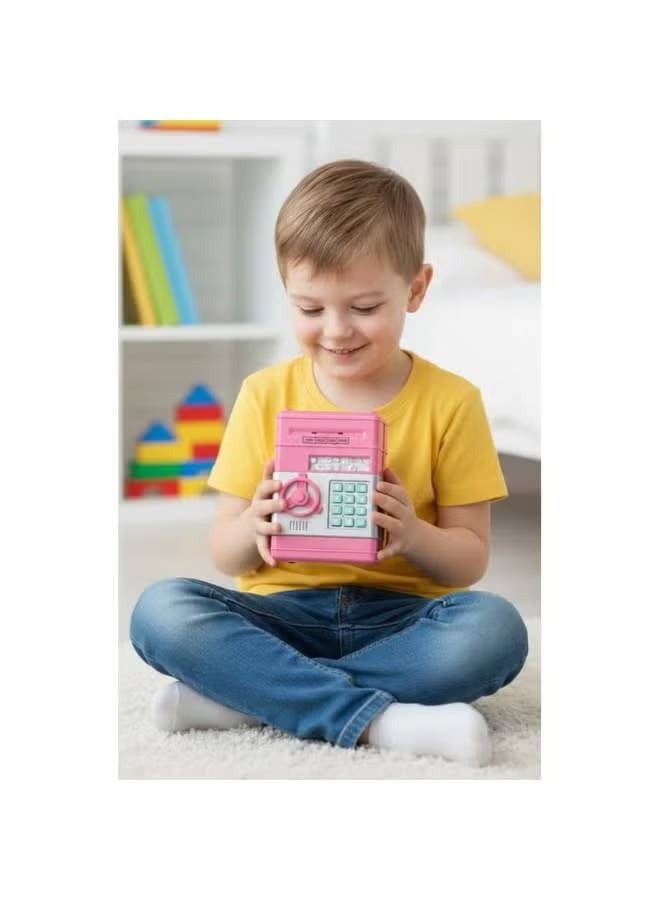 Children's ATM Saving Money Machine Toy, Pink, with Code Lock and Coin Slot - Image 5