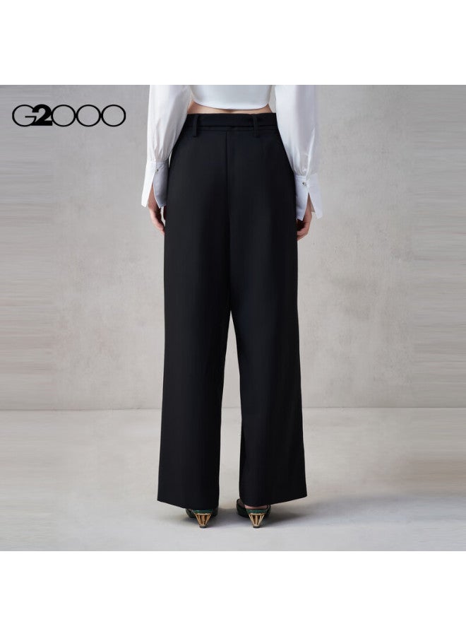 G2000 Wide-leg Pants With Belt | Women's  Autumn Winter Comfortable Stretch Casual Trousers Mall Edition - Image 1