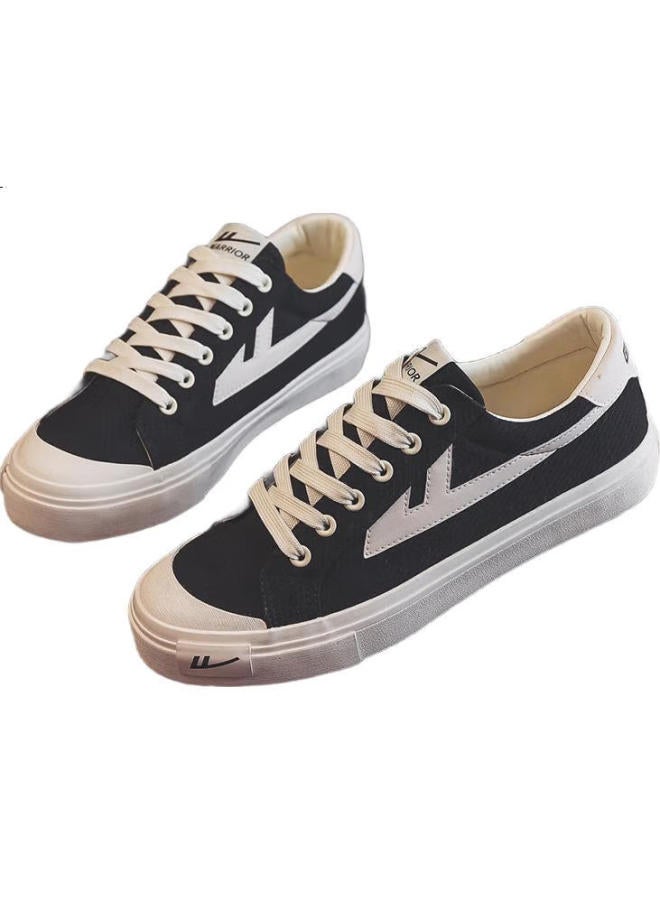 Pull Back Warrior Men'S Canvas Shoes Summer Breathable New Trendy Men'S Board Shoes Black And Brown Size 37 (235Mm) - Image 3