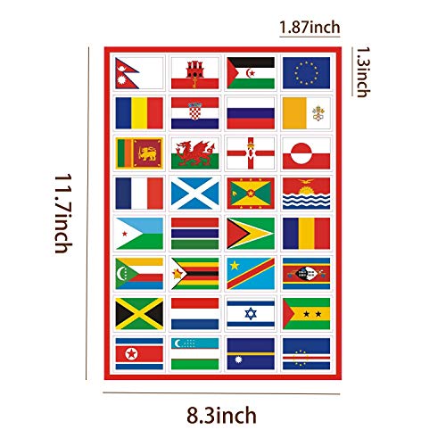 TamBee Countries Flags Stickers 224PCS Multi Territorial Maps Nations Patterns Face Sticker Travel Stickers Children's Room Decor Labels Football Team World Cup A4 7PACKS Olympics - Image 2