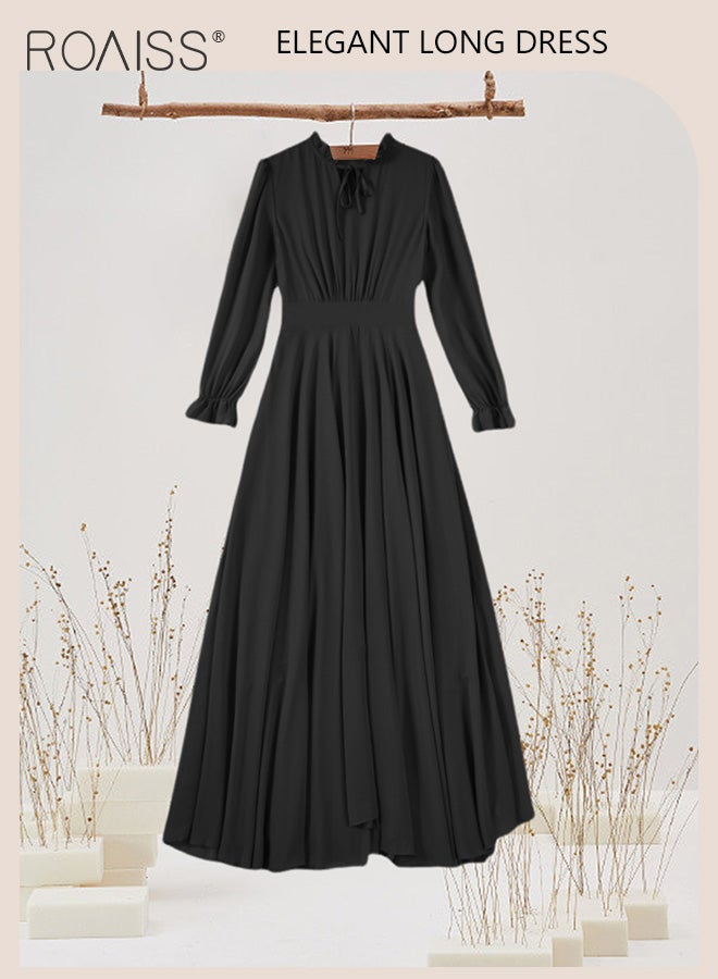 roaiss Women Lace Dress V Neck Dress Formal Elegant Dress Party Short Sleeve Dress Solid Color Summer Beach Dress Elegant Chiffon Dresses - Image 5