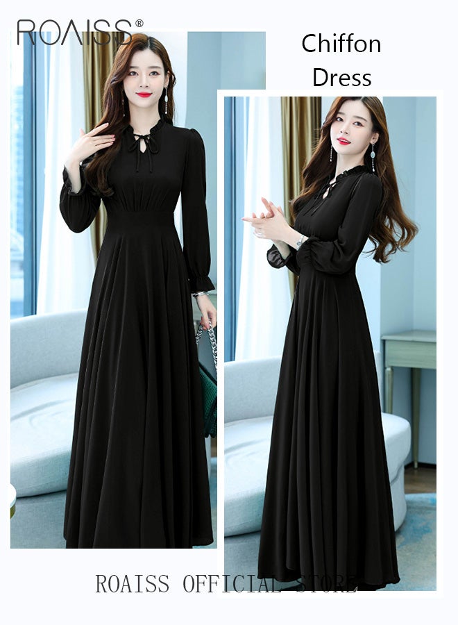 roaiss Women Lace Dress V Neck Dress Formal Elegant Dress Party Short Sleeve Dress Solid Color Summer Beach Dress Elegant Chiffon Dresses - Image 3