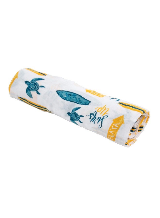 Bebe au Lait Bebe au Lait Oh So Soft Muslin Swaddle Blanket, Soft Muslin Design, Stylish Pattern - Surf - Image 1