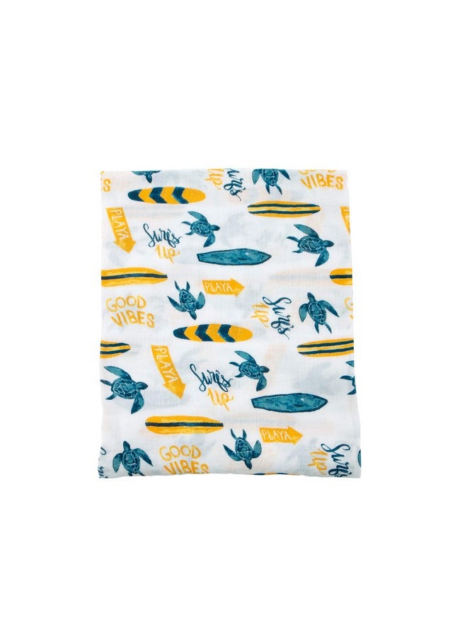 Bebe au Lait Bebe au Lait Oh So Soft Muslin Swaddle Blanket, Soft Muslin Design, Stylish Pattern - Surf - Image 2