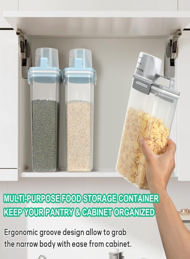 TBMax Rice Storage Container 2 Pack, Plastic Kitchen Pantry Food Storage Container with Cup, Small Pet Dog Cat Food Container Dispenser-Grey - Image 4