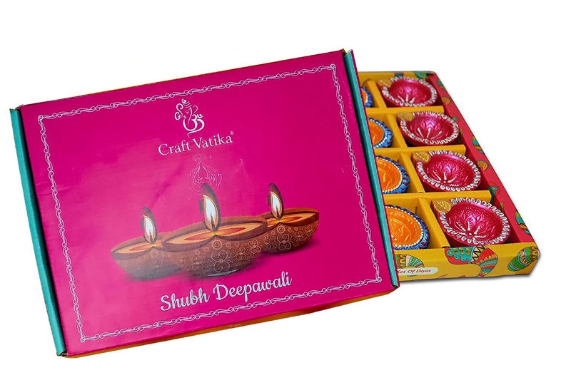 CraftVatika Clay Diyas Diya Deepak Batti Diya- Handmade Mitti Diya for Diwali Decoration Puja - Handpainted Diya for Home Indoor Outdoor Diwali (36 Diya) - Image 5