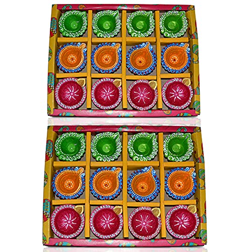 CraftVatika Clay Diyas Diya Deepak Batti Diya- Handmade Mitti Diya for Diwali Decoration Puja - Handpainted Diya for Home Indoor Outdoor Diwali (36 Diya) - Image 3