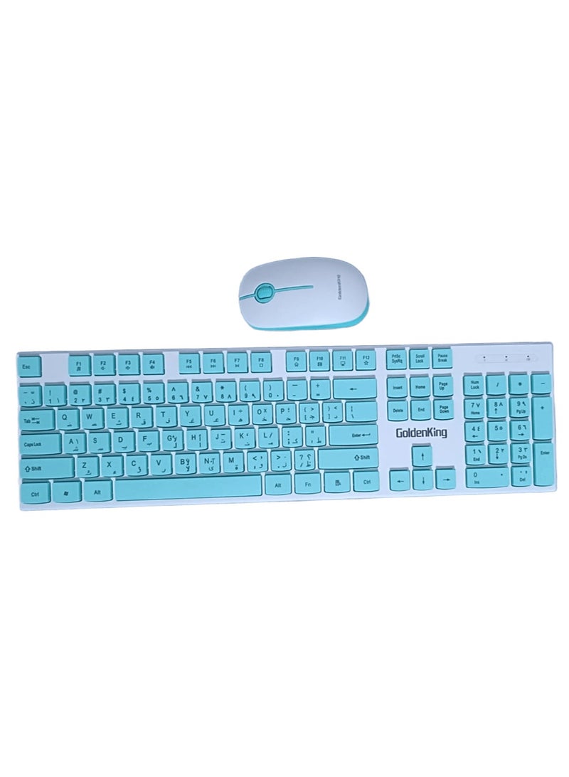 Wireless Desktop Keyboard and Mouse Set [Arabic English Layout] for PCs, Desktops, and Laptops