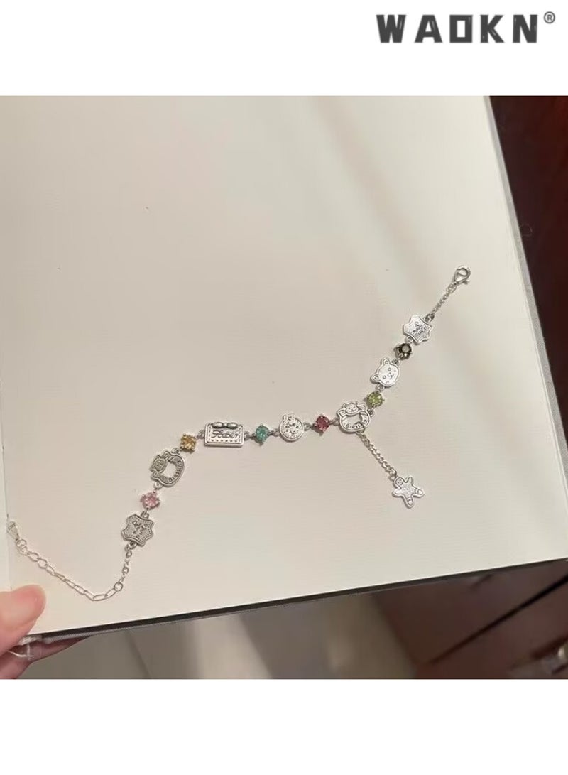 WAOKN Charming Colorful Cubic Zirconia Bear Bracelet, Fashion Jewelry, Perfect for Gifting and Special Occasions, Elegant and Trendy Accessory for Any Wardrobe, Exquisite Craftsmanship - Image 2