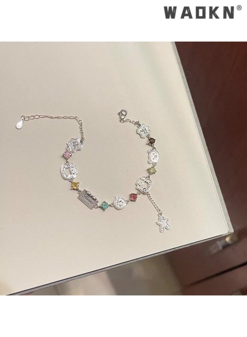 WAOKN Charming Colorful Cubic Zirconia Bear Bracelet, Fashion Jewelry, Perfect for Gifting and Special Occasions, Elegant and Trendy Accessory for Any Wardrobe, Exquisite Craftsmanship - Image 1
