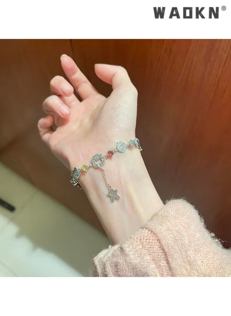 WAOKN Charming Colorful Cubic Zirconia Bear Bracelet, Fashion Jewelry, Perfect for Gifting and Special Occasions, Elegant and Trendy Accessory for Any Wardrobe, Exquisite Craftsmanship - Image 5