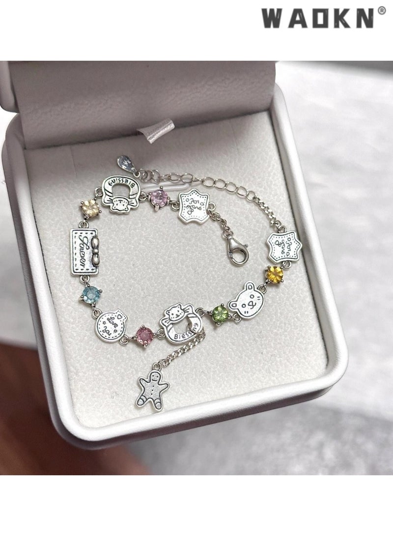 WAOKN Charming Colorful Cubic Zirconia Bear Bracelet, Fashion Jewelry, Perfect for Gifting and Special Occasions, Elegant and Trendy Accessory for Any Wardrobe, Exquisite Craftsmanship - Image 4