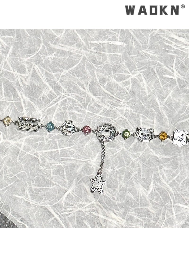 WAOKN Charming Colorful Cubic Zirconia Bear Bracelet, Fashion Jewelry, Perfect for Gifting and Special Occasions, Elegant and Trendy Accessory for Any Wardrobe, Exquisite Craftsmanship - Image 3