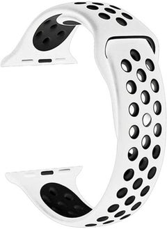Soft breathable silicone strap replacement watchband compatible for apple watch 42/44mm, white and black