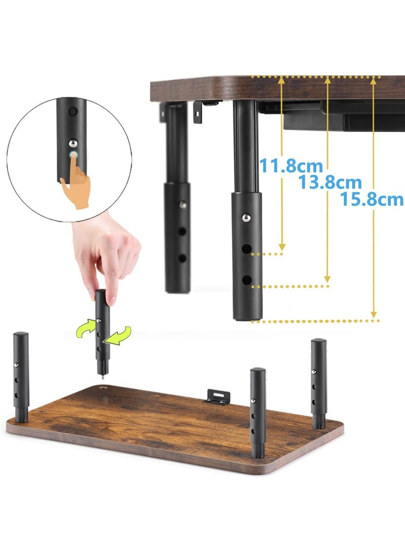 ETHU Monitor Stand Riser, 3 Height Adjustable Monitor Stand with Storage Drawer, Desk Organizer Ergonomic Stand for Computer Printer Laptop PC iMac, Brown - Image 3