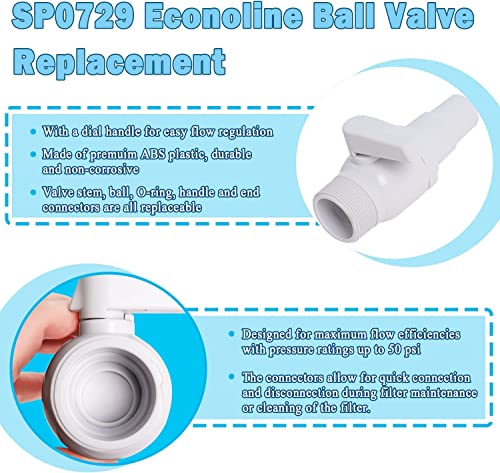 Wadoy SP0729 Econoline 2 Way Ball Valve Replacement Compatible with Hayward – 1.5" MIP x 1.5" - 1.25" Hose Adapter Econoline ABS Valve, 50 psi, Non-Corrosive - Image 5