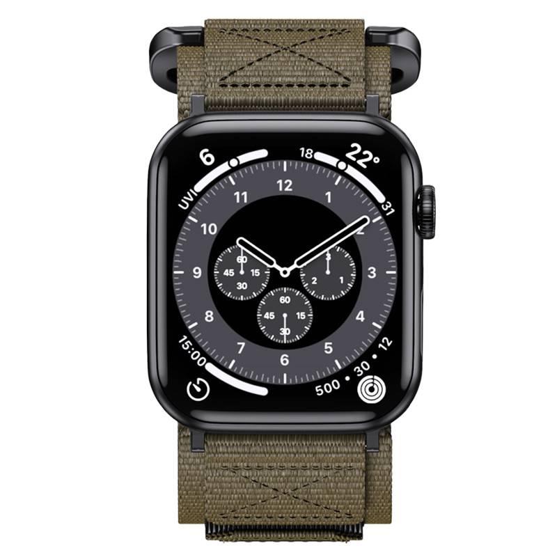 سوار ساعة ذكية سوار نايلون حلقي متوافق مع Apple Watch 38/40/41/42/44/45/49mm بملاءمة قابلة للتعديل وحزام بديل باللون أحمر قابل للتعديل - Image 3