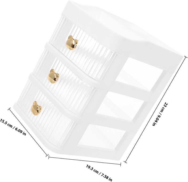 Desktop Drawer Organizer for Cosmetics and Skincare, Large 3-tier White Countertop Storage Box with Drawers for Bathroom, Bedroom, and Student Desk - Image 2