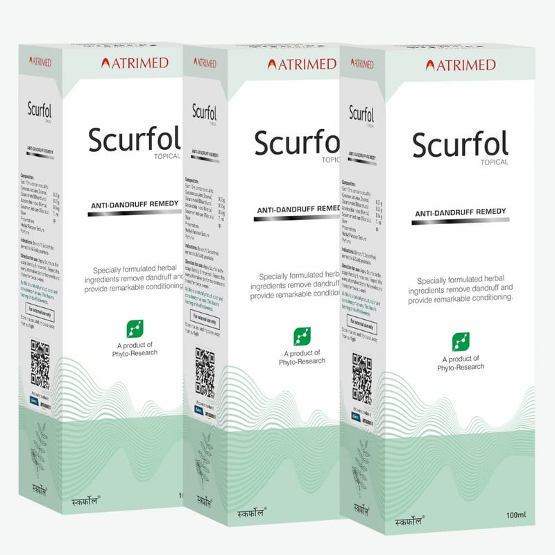 ATRIMED AntiDandruff Scurfol Shampoo Ayurvedic Formula By Plant Scientists  NonSticky  Easily Washable  300Ml  Pack Of 3  Controls Dandruff  Ayurvedic Shampoo - Image 1