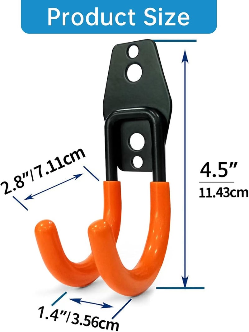 GeeWatom 2 Pack Garage Storage Utility Hooks，Garage Garden Tool Organizer，Steel Wall Mount Hooks, Garden Small U Hooks (Type O-Orange) - Image 2