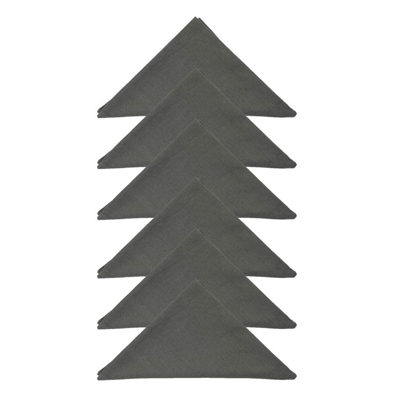 Dekor World Cotton Grey Ikat Printed and Solid Napkin Set (Pack of 12) - Image 3