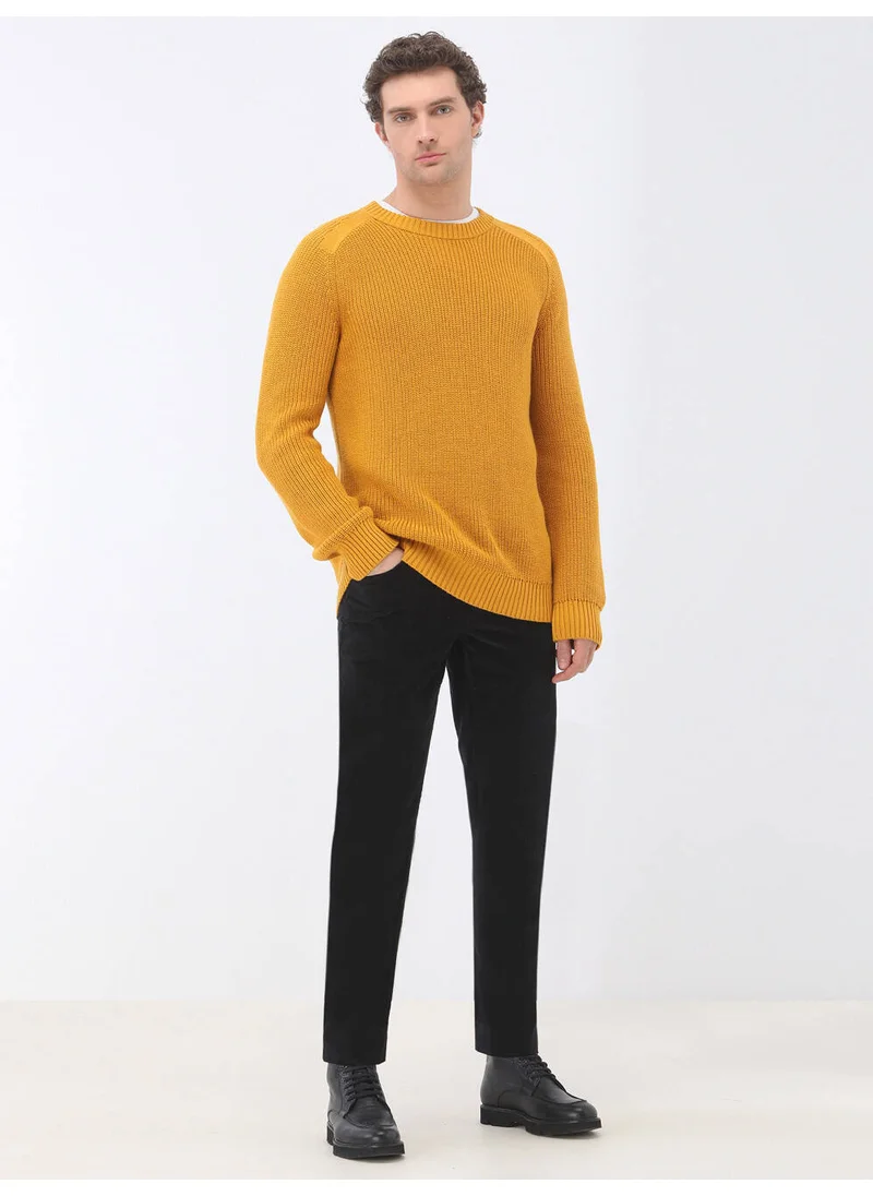 Kip Yellow Crew Neck Cotton Blend Knitwear