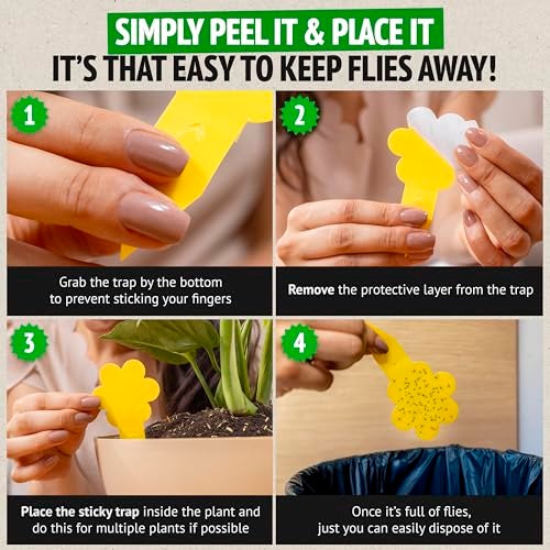 Super Ninja Fungus Gnat Traps - 30 Pack, Highly Effective Gnat Traps for House Indoor, Yellow Sticky Trap for Plants, Non-Toxic & Nature-Friendly, Up to 3 Months - Image 4