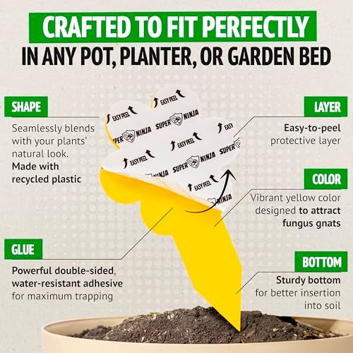 Super Ninja Fungus Gnat Traps - 30 Pack, Highly Effective Gnat Traps for House Indoor, Yellow Sticky Trap for Plants, Non-Toxic & Nature-Friendly, Up to 3 Months - Image 5