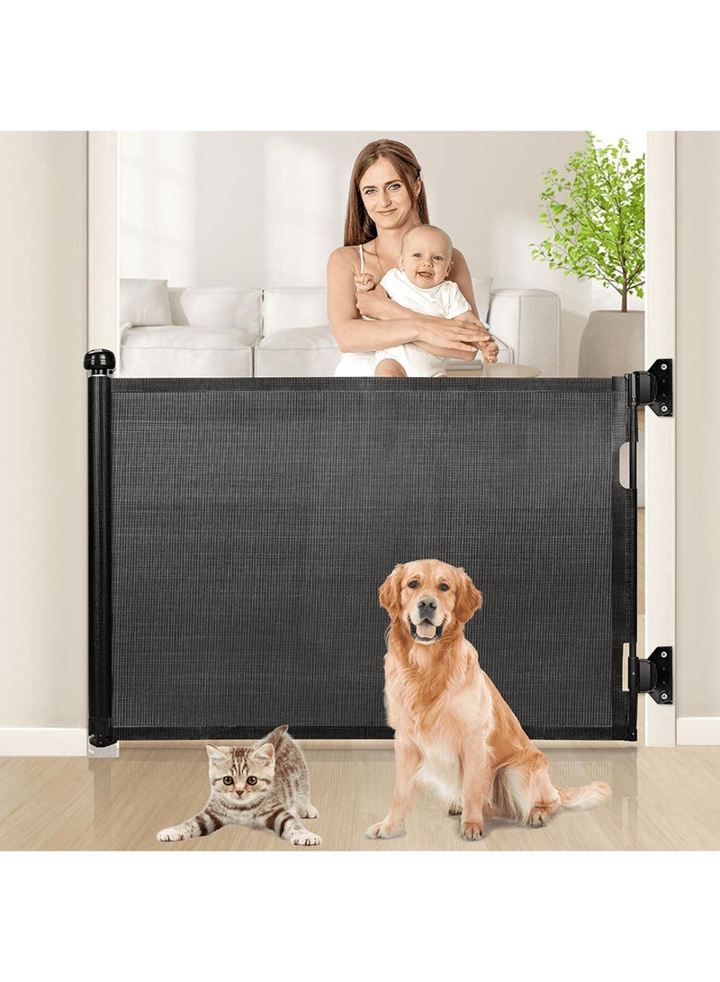 LEFAFA Retractable Baby Gate for Stairs, Extends up to 140cm Wide Mesh Dog Gate for Doorways, 86cm Tall Safety Child Safety Gate for Doorways, Stairs, Hallways, Indoor Outdoor(Black) - Image 1