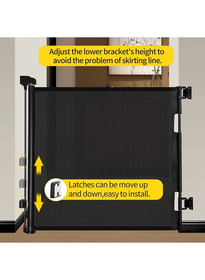 LEFAFA Retractable Baby Gate for Stairs, Extends up to 140cm Wide Mesh Dog Gate for Doorways, 86cm Tall Safety Child Safety Gate for Doorways, Stairs, Hallways, Indoor Outdoor(Black) - Image 3