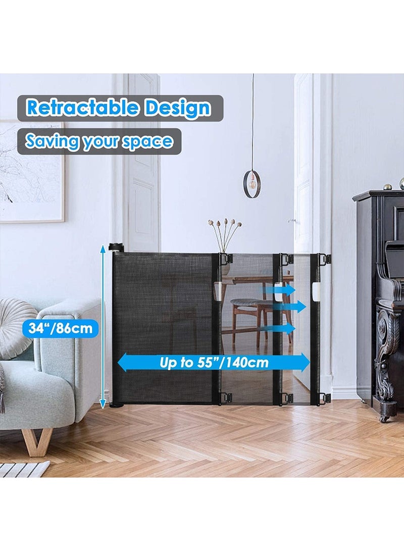 LEFAFA Retractable Baby Gate for Stairs, Extends up to 140cm Wide Mesh Dog Gate for Doorways, 86cm Tall Safety Child Safety Gate for Doorways, Stairs, Hallways, Indoor Outdoor(Black) - Image 5