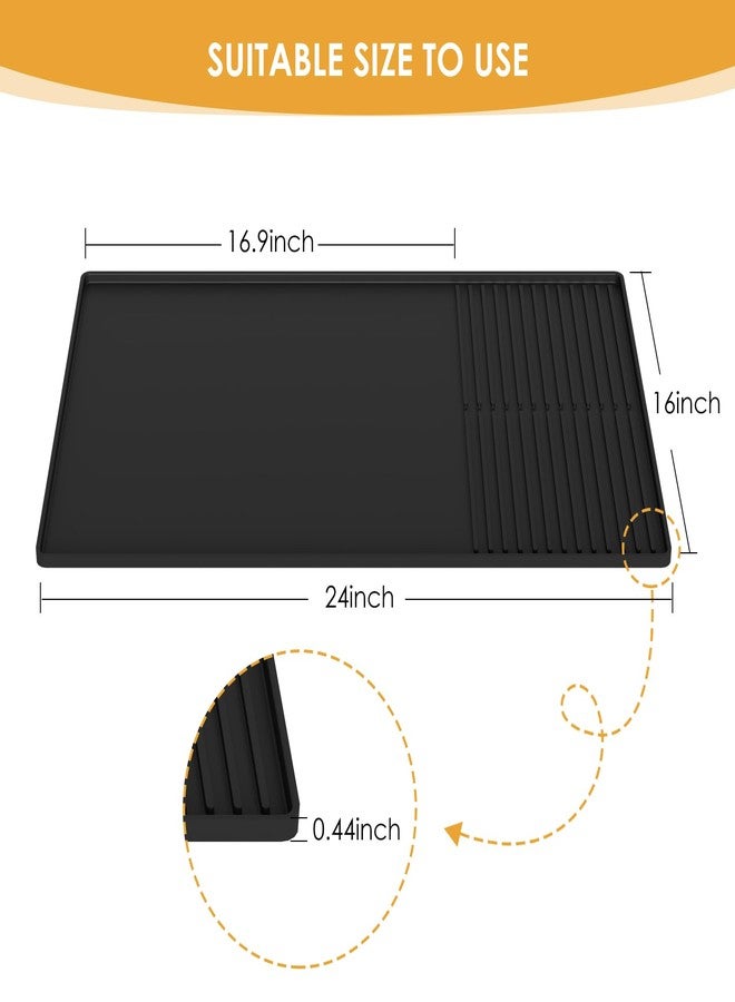 WUDIALIEN Ice Maker Countertop Mat with Raised Edges, 24'' x 16'', Silicone Mat for Ice Machines, Water Dispenser, Coffee Maker, Dish Drying Mat, Zone-Divided Design, Easy to Clean. - Image 2