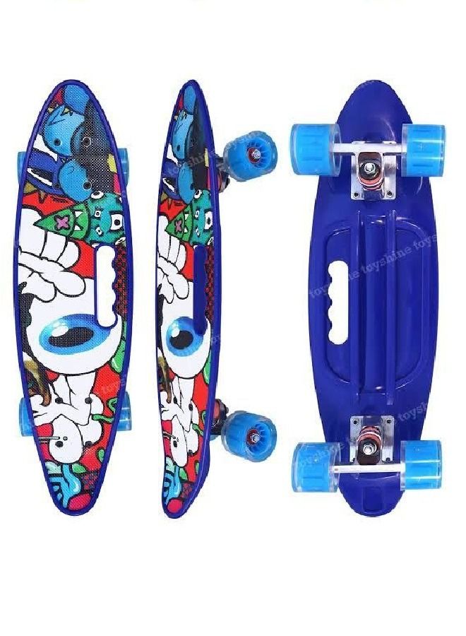24 Inch Skateboard Fibre Skating Board (Blue)