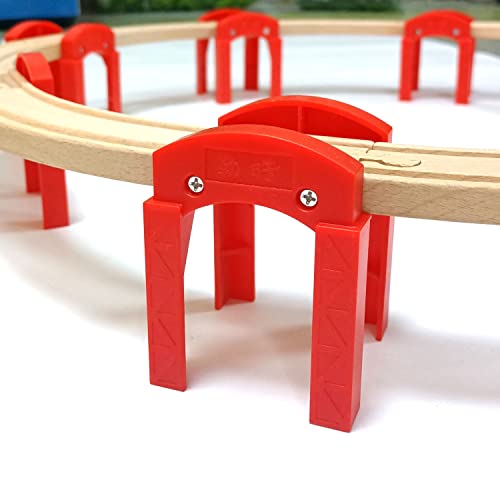 OrgMemory Wooden Train Bridges, Bridge Support, Wooden Train Track Accessories, Train Tracks Compatible with All Major Brands, Wood Toys for Girls & Boys - Image 4