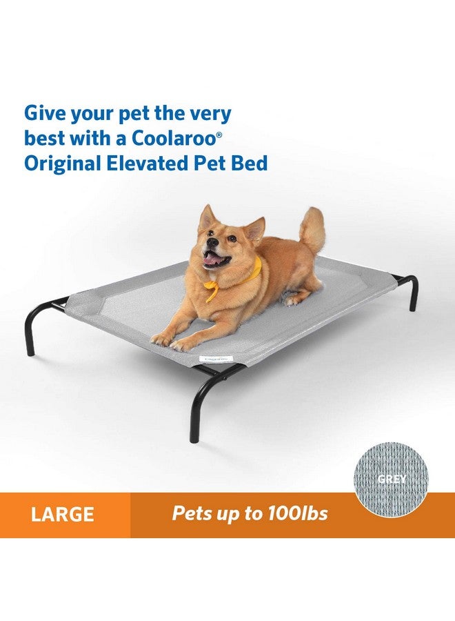 COOLAROO The Original Cooling Elevated Dog Bed, Indoor and Outdoor, Large, Grey - Image 1