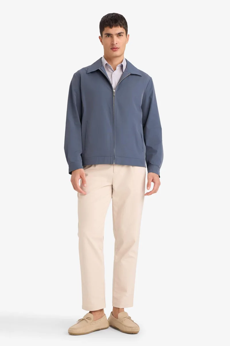 DeFacto Slim Fit Polo Collar Lined Zippered Jacket