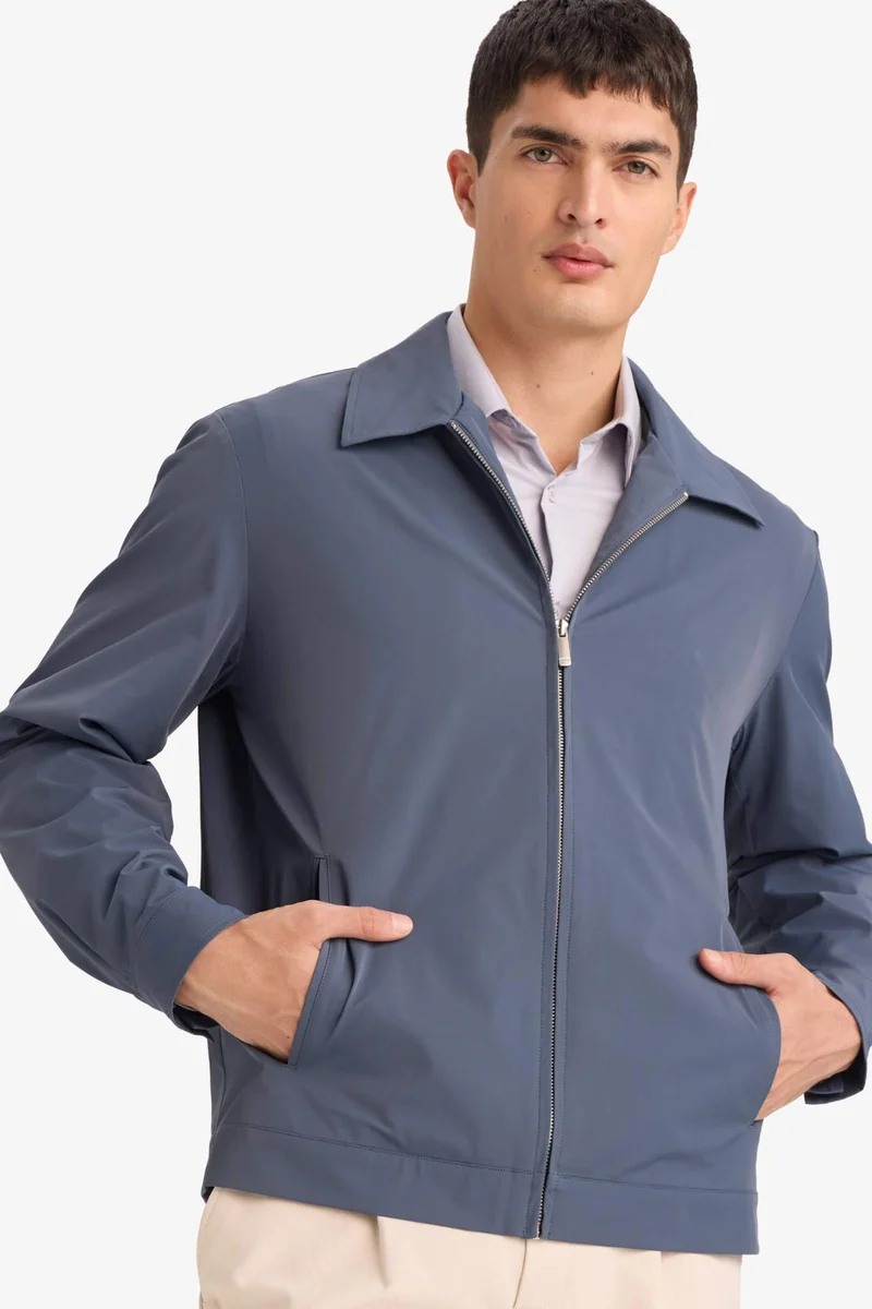 DeFacto Slim Fit Polo Collar Lined Zippered Jacket