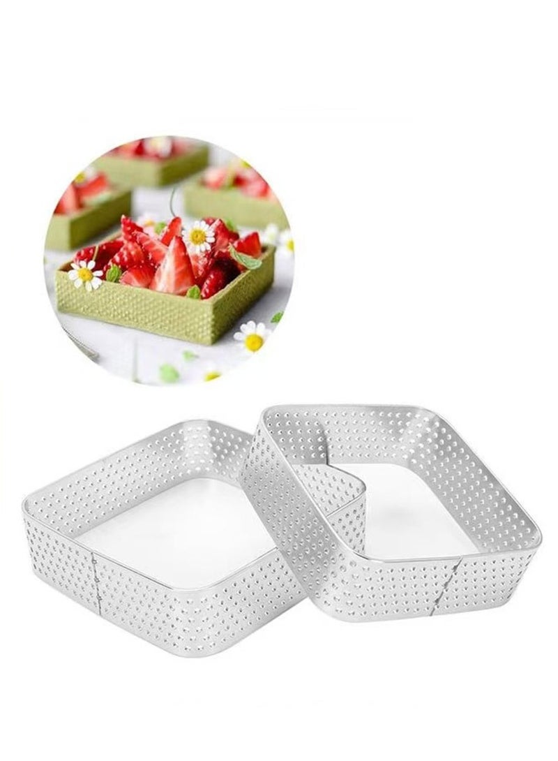2pcs الفولاذ المقاوم للصدأ كعكة القوالب مربع ثقب التهوية موس حلقة البسكويت الحلوى بيضاوي القطع DIY المطبخ أدوات الخبز - Image 1